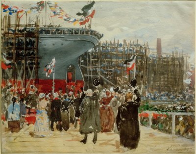 Botadura de un barco de Leopold Karl Walter von Kalckreuth