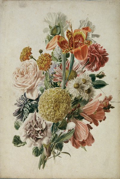Ramo con caléndulas y lirio de Leopold von Stoll