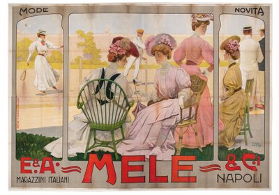 Póster publicitario para la tienda departamental Mele de Nápoles de Leopoldo Metlicovitz