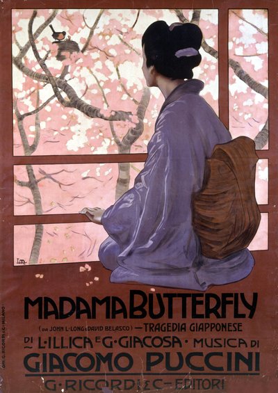 Cartel de Leopoldo Metlicovitz para "Madame Butterfly" de Giacomo Puccini realizado para la primera representación el 17 de febrero de 1904. de Leopoldo Metlicovitz
