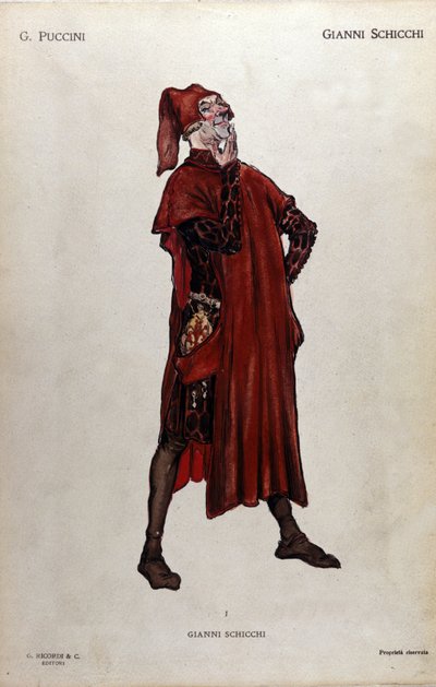 Traje para el personaje de Gianni Schicchi de la ópera "Il trittico" (El tríptico) de Giacomo Puccini (1858-1924) - 1919 de Leopoldo Metlicovitz