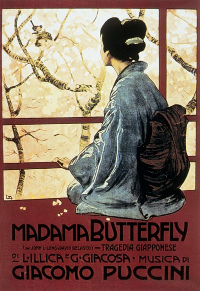 Portada de Leopoldo Metlicovitz de la partitura de la ópera Madame Butterfly de Giacomo Puccini de Leopoldo Metlicovitz