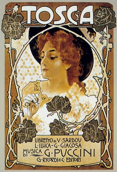 Portada de Leopoldo Metlicovitz de la partitura de la ópera Tosca de Giacomo Puccini de Leopoldo Metlicovitz