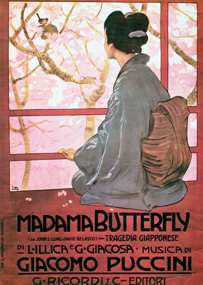 Frontispicio de la partitura de "Madame Butterfly" de Giacomo Puccini (1858-1924) (litografía en color) (véase también 56537) de Leopoldo Metlicovitz