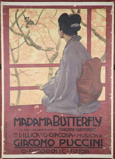 Frontispicio de la partitura de "Madame Butterfly" de Giacomo Puccini (1858-1924) (litografía en color) (véase también 208559) de Leopoldo Metlicovitz