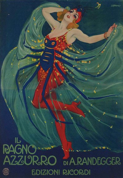 Il Ragno Azzurro El Araña Azul por Alberto Iginio Randegger, 1916 de Leopoldo Metlicovitz