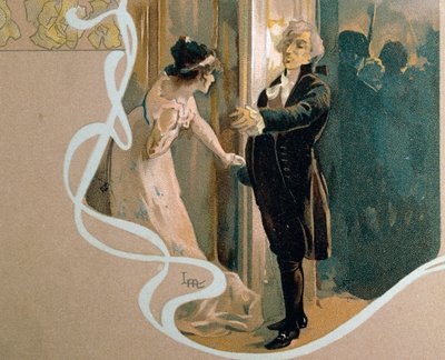 Tarjeta postal ilustrada por Leopoldo Metlicovitz (1868-1944) que representa una escena de Tosca, ópera de Giacomo Puccini (1858-1924) de Leopoldo Metlicovitz