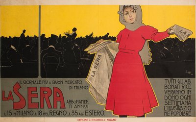 La Sera. El periódico más barato de Milán, 1892 de Leopoldo Metlicovitz