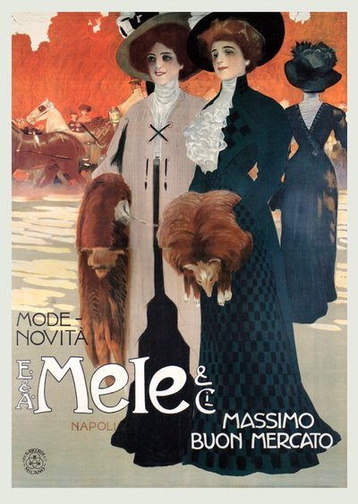 Mujeres en tienda de alta moda en Mele de Leopoldo Metlicovitz