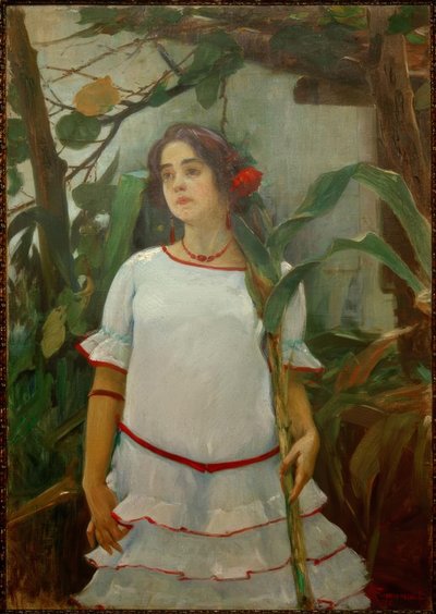 Retrato de muchacha con caña de Leopoldo Romañach
