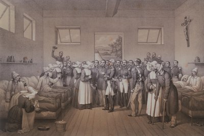 Aimable Jean Jacques Pelissier (1794-1864) Duque de Malakoff visitando a los soldados heridos después de la captura de Sebastopol en 1855 de Lepan