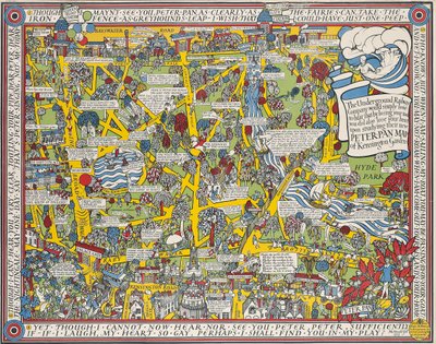 Un mapa de Peter Pan de los jardines de Kensington de Leslie MacDonald Gill