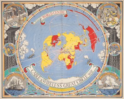 Mapa de Cable & Wireless Great Circle de Leslie MacDonald Gill