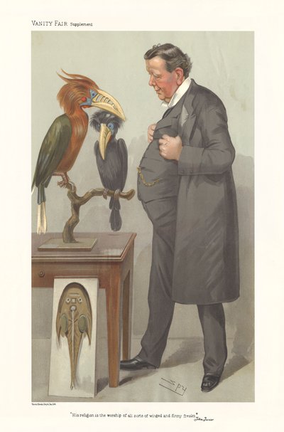 Profesor Ray Lankester - retrato de pie y mirando a los pájaros de Leslie Matthew (1851 1922) Ward