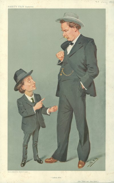 Ben Tillett y John Ward, hombres del trabajo, 29 de julio de 1909, caricatura de Vanity Fair de Leslie Matthew Ward