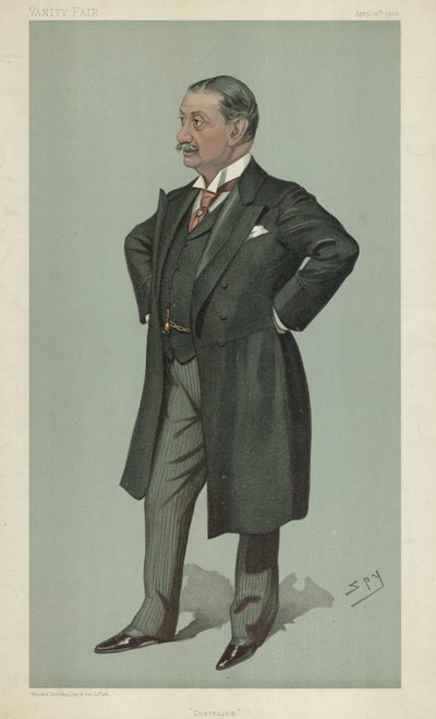 Dr. Nathaniel Edward Yorke-Davis, Dietética, 12 de abril de 1900, caricatura de Vanity Fair de Leslie Matthew Ward
