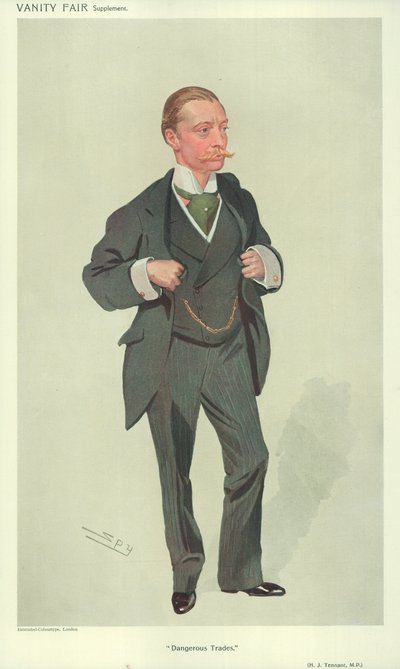 Harold J Tennant, MP, Oficios peligrosos, 23 de diciembre de 1909, caricatura de Vanity Fair de Leslie Matthew Ward