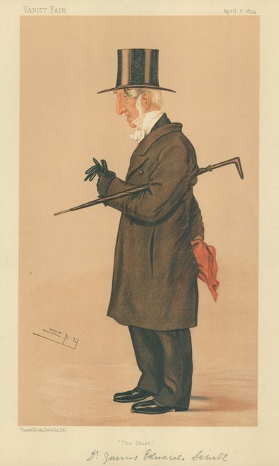 James E Warden Sewell de New College Oxford, La Camisa, 5 de abril de 1894, caricatura de Vanity Fair de Leslie Matthew Ward