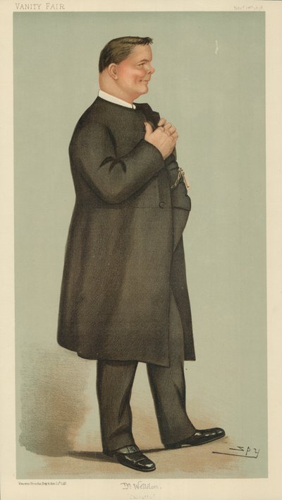James Edward Cowell Weldon, el obispo designado de Calcuta, Calcuta, 17 de noviembre de 1898, caricatura de Vanity Fair de Leslie Matthew Ward