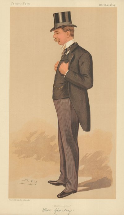 Lord Stanley MP, Westhoughton, 29 de marzo de 1894, caricatura de Vanity Fair de Leslie Matthew Ward