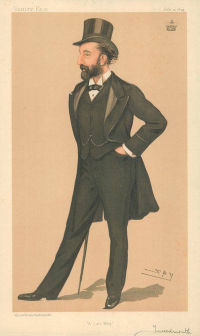Lord Tweedmouth, un látigo tardío, 12 de julio de 1894, caricatura de Vanity Fair de Leslie Matthew Ward