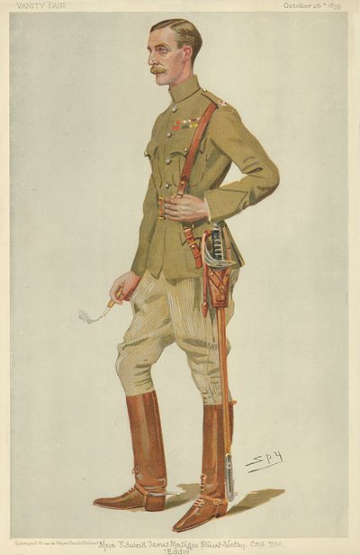 Mayor Edward James Montagu Stuart-Wortley, Eddie, 26 de octubre de 1899, caricatura de Vanity Fair de Leslie Matthew Ward
