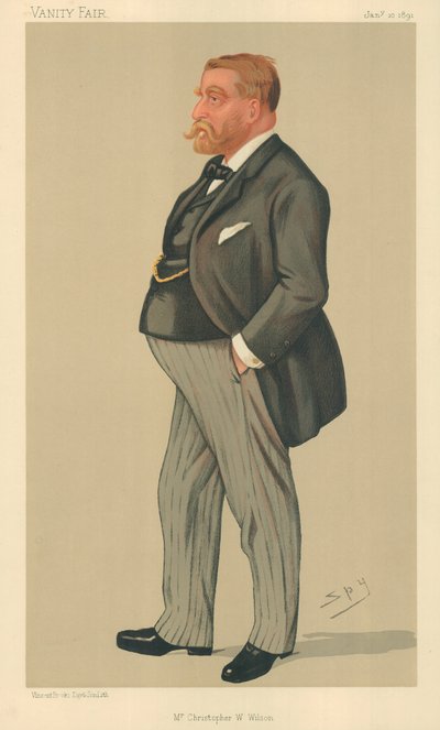 Sr. Christopher W Wilson, 10 de Enero de 1891, caricatura de Vanity Fair de Leslie Matthew Ward