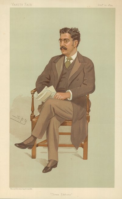 Mr Clement King Shorter, Tres Editores, 10 de diciembre de 1894, caricatura de Vanity Fair de Leslie Matthew Ward