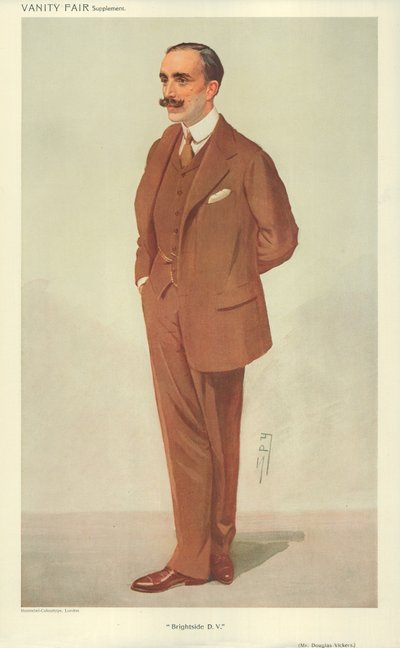 Mr Douglas Vickers, Brightside DV, 30 de diciembre de 1909, caricatura de Vanity Fair de Leslie Matthew Ward