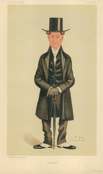 Mr E Sturge, un cuáquero, 20 de noviembre de 1886, caricatura de Vanity Fair de Leslie Matthew Ward