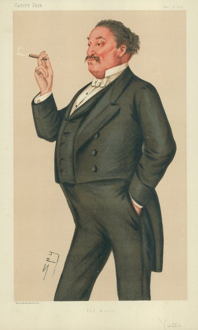 Mr Edmund Hodgson Yates, The World, 16 de noviembre de 1878, caricatura de Vanity Fair de Leslie Matthew Ward