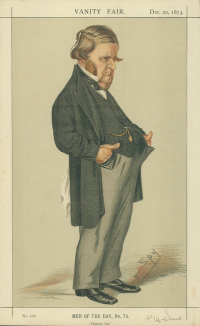 El Sr. Edward Matthew Ward, Arte Histórico, 20 de diciembre de 1873, caricatura de Vanity Fair de Leslie Matthew Ward