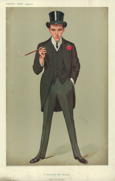 Sr. F E Smith, Un primer discurso exitoso, Moab es mi lavadero, 16 de enero de 1907, caricatura de Vanity Fair de Leslie Matthew Ward