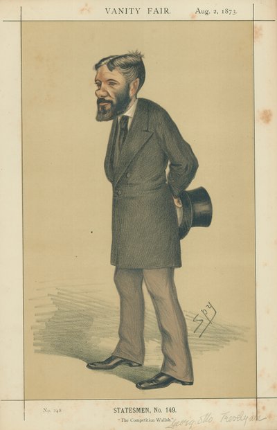 Sr. George Otto Trevelyan, The Competition Wallah, 2 de agosto de 1873, caricatura de Vanity Fair de Leslie Matthew Ward