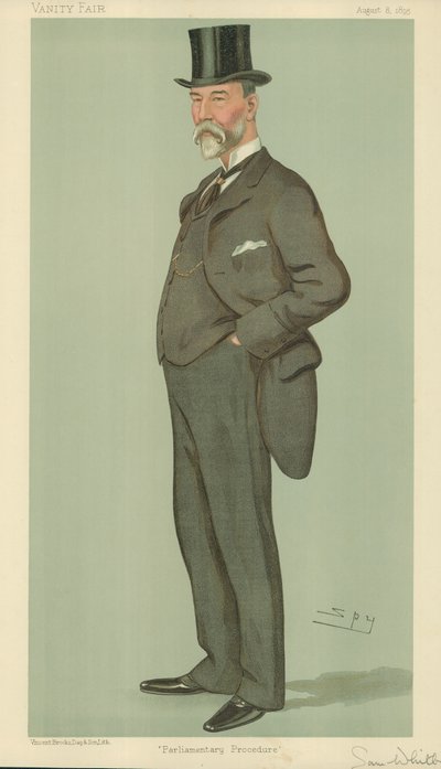Sr. Samuel Whitbread, procedimiento parlamentario, 8 de agosto de 1895, caricatura de Vanity Fair de Leslie Matthew Ward