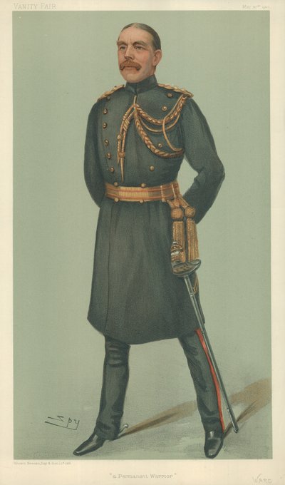 El Sr. William Dudley Ward, un guerrero permanente, 30 de mayo de 1901, caricatura de Vanity Fair de Leslie Matthew Ward
