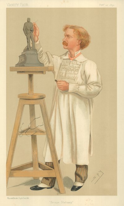 Mr William Hamo Thornycroft, estatuaria de bronce, 20 de febrero de 1892, caricatura de Vanity Fair de Leslie Matthew Ward