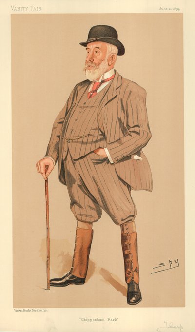 Sr. William Montagu Tharp, Chippenham Park, 21 de junio de 1894, caricatura de Vanity Fair de Leslie Matthew Ward