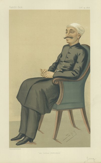 Nawab Sir Salar Jung, un estadista indio, 14 de octubre de 1876, caricatura de Vanity Fair de Leslie Matthew Ward