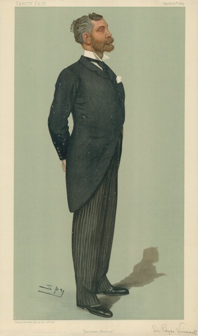 Sir Edgar Vincent, Finanzas Orientales, 20 de abril de 1899, caricatura de Vanity Fair de Leslie Matthew Ward