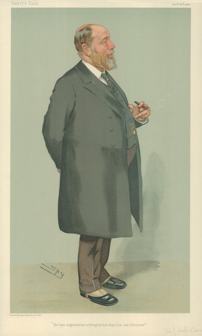 Sir John Wolfe-Barr, No ha diseñado nada mejor que su propia fortuna, 26 de enero de 1905, caricatura de Vanity Fair de Leslie Matthew Ward