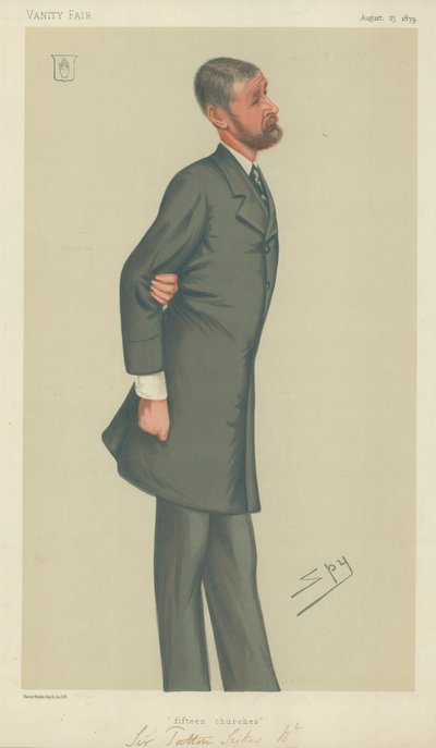 Sir Tatton Sykes, Quince iglesias, 23 de agosto de 1879, caricatura de Vanity Fair de Leslie Matthew Ward