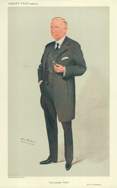 Sir Thomas Shaugnessy, El Pacífico Canadiense, 26 de agosto de 1908, caricatura de Vanity Fair de Leslie Matthew Ward