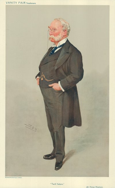 Sir Thomas Wrightson, Reforma Arancelaria, 6 de mayo de 1908, caricatura de Vanity Fair de Leslie Matthew Ward