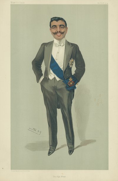 El Aga Khan, 10 de noviembre de 1904, caricatura de Vanity Fair de Leslie Matthew Ward