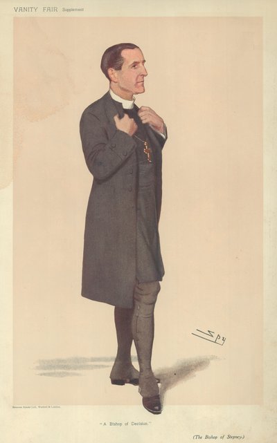 El obispo de Stepney, un obispo de decisión, 19 de abril de 1906, caricatura de Vanity Fair de Leslie Matthew Ward