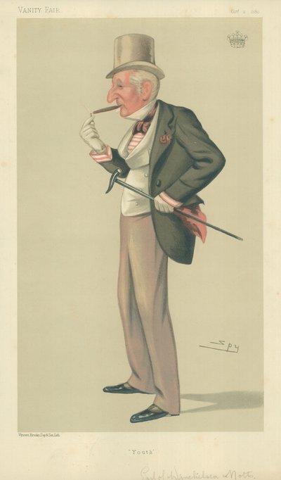 El Conde de Winchilsea y Nottingham, Juventud, 2 de Octubre de 1880, caricatura de Vanity Fair de Leslie Matthew Ward
