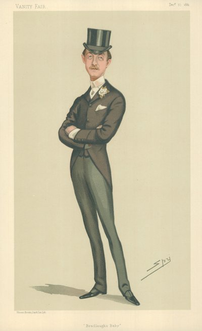 El Hon C R Spencer, el bebé de Bradlaugh, 10 de diciembre de 1881, caricatura de Vanity Fair de Leslie Matthew Ward