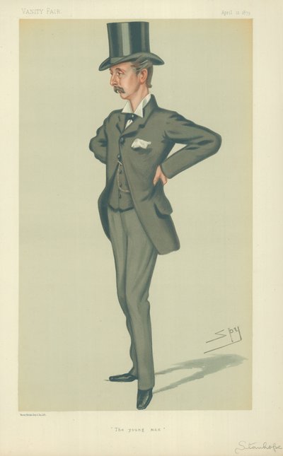 El Honorable Edward Stanhope MP, El joven, 12 de abril de 1879, caricatura de Vanity Fair de Leslie Matthew Ward