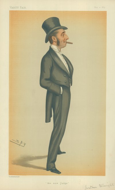 El Honorable Sr. Juez Straight, El nuevo juez, 10 de mayo de 1879, caricatura de Vanity Fair de Leslie Matthew Ward